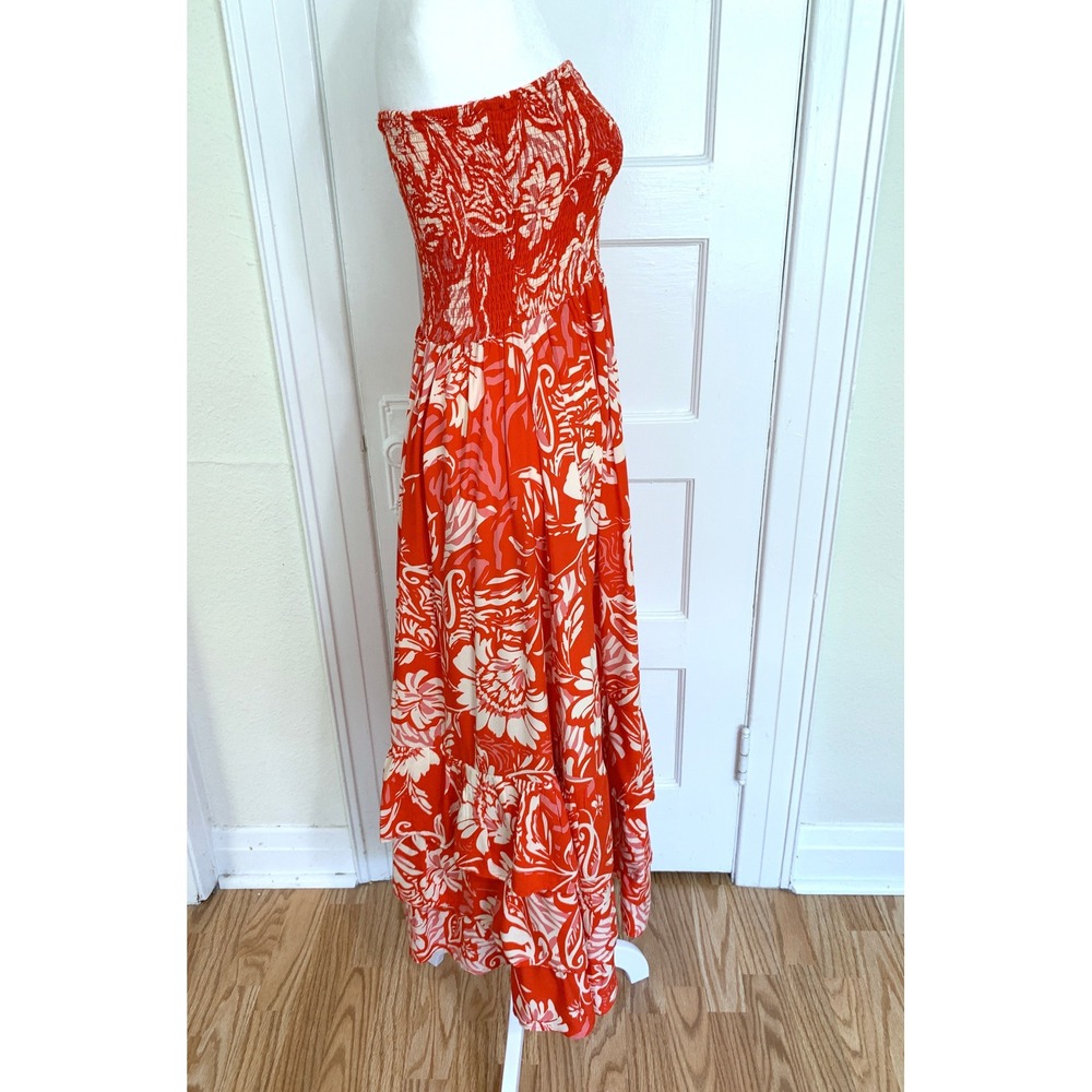Abel the Label Anthropologie Charlotte Floral Maxi Dress S Strapless Tiered Boho - Picture 5 of 16